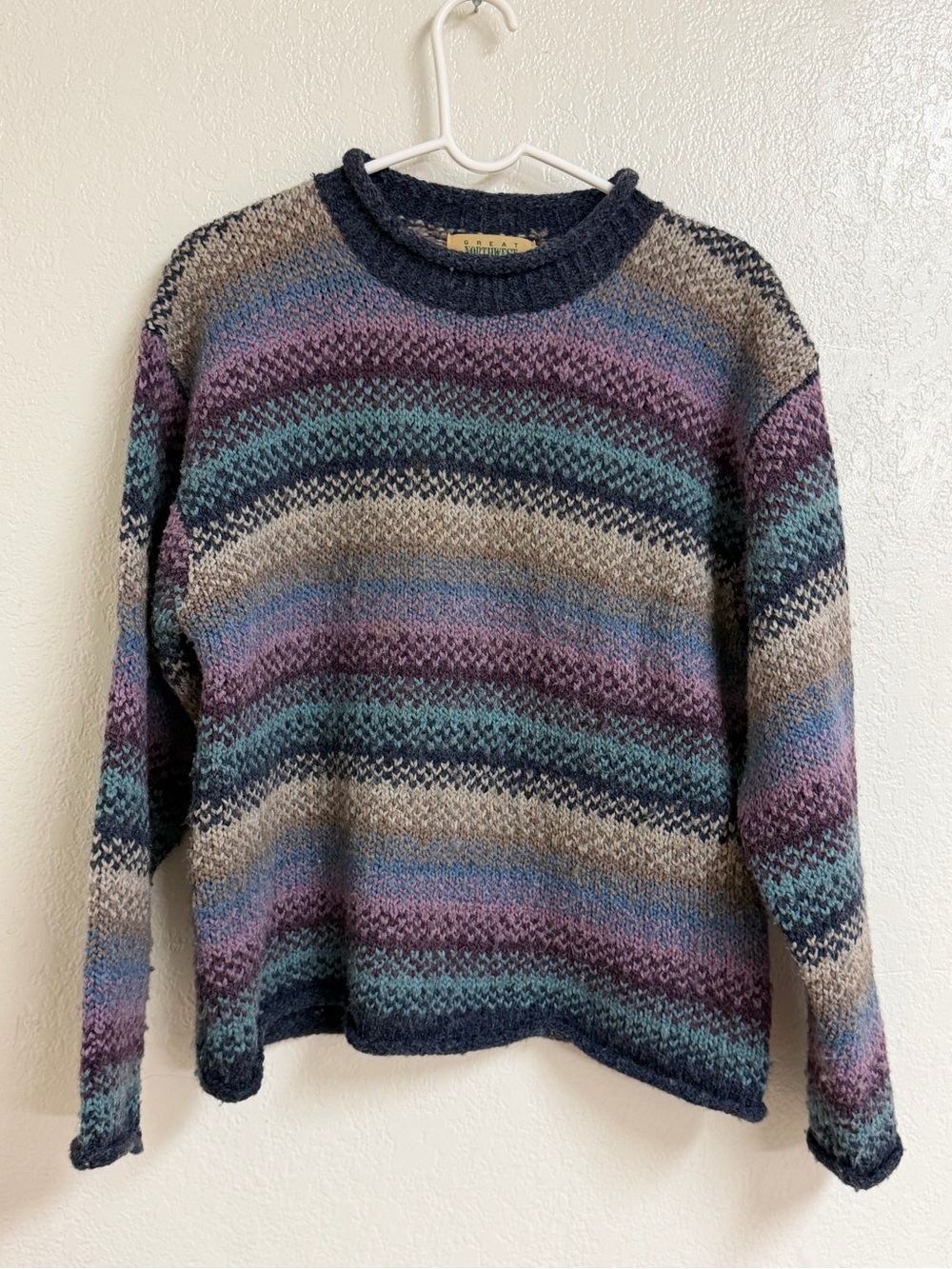 Men's Multicolor Striped Knit Sweater - Crewneck